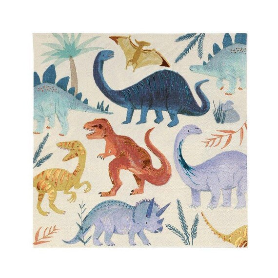 Dinosaur Kingdom Lunch Napkins | Jurassic World | Dinosaur Birthday | Dino Baby Shower | Three Rex Party Decor | 16 Meri Meri Paper Napkins Il_570xn