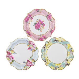 Tea Party Dessert Plates 12ct | Tea for Two Party | Tea Party Bridal Shower | Girls Birthday | Baby Shower Tea Party | Floral Paper Plates