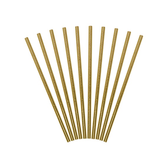 Gold Foil Paper Straws | New Years Eve Party Decor | Gold Christmas Decorations | Wedding Straws | Bridal Shower | Pack of 10 Paper Straws Il_570xn