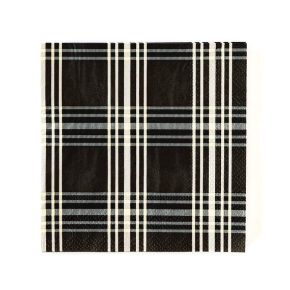 Black Gingham Cocktail Napkins | Farmhouse Party Decorations | Black & White Plaid | Bridal Shower Decor | Pack of 25 Small Napkins Il_570xn