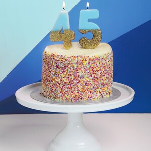 Blue and Gold Glitter Dipped Number Birthday Candle Milestone Birthday Boys Birthday Party Anniversary Candles Number Cake Toppers image 4