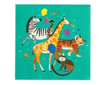 Party Animals Paper Napkins 20ct | Safari Party | Jungle Party | Wild One | Two Wild | Lunch Napkins