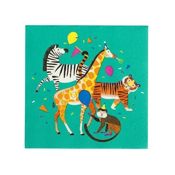 Party Animals Paper Napkins | Safari Party | Jungle Party | Wild One | Two Wild | Pack of 20 Lunch Napkins Il_570xn