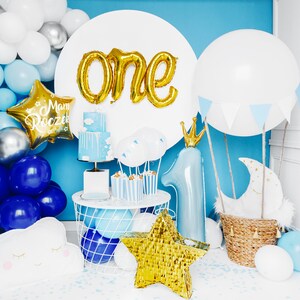 Blue Foil Number ''1'' Balloon 35.5in Boys First Birthday Party Blue Birthday Party Decorations Prince 1st Birthday Boy 1st Birthday image 3