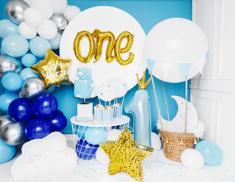 Blue Foil Number ''1'' Balloon 35.5in Boys First Birthday Party Blue Birthday Party Decorations Prince 1st Birthday Boy 1st Birthday image 3