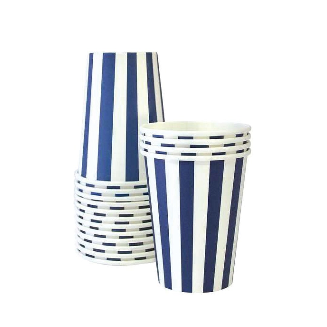 Cups Navy Striped Paper Cups 12ct Navy and White Stripes Etsy