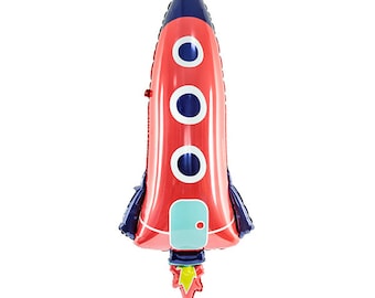 Space Rocket Foil Balloon 45.5in | Blast Off Birthday Party | Outer Space Baby Shower | Two The Moon | Out of This World | Spaceship Decor