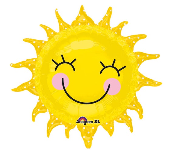 Smiling Sunshine Sun Balloon 29" | Sunshine Birthday | You Are My Sunshine | Summer Birthday Party | Pool Party Decorations | Mylar Balloon Il_570xn