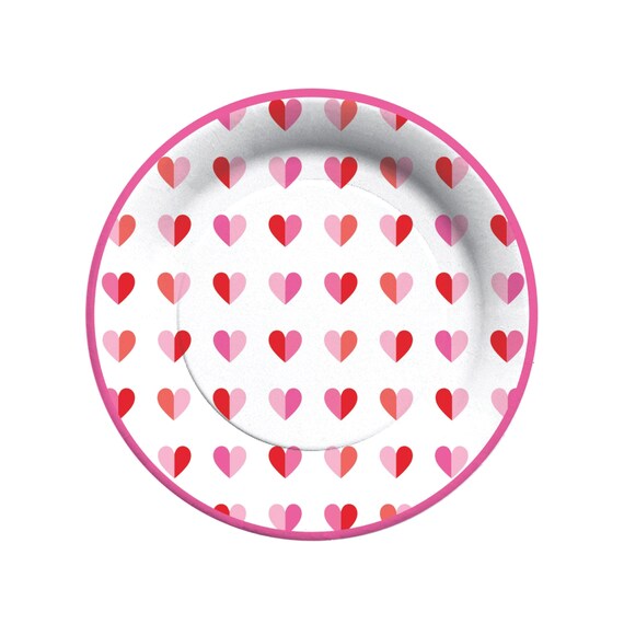 Valentine Hearts Dessert Plates 8ct | Valentine Tableware | Valentine's Day Party Decor | Galentine's Party Decor | Valentines Birthday Il_570xn