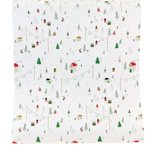 Holiday Skiers Paper Table Runner | Christmas Party | Christmas Table Decor | Christmas Village Winter Wonderland | Christmas Wrapping Paper