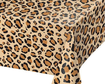 SALE | Leopard Print Plastic Table Cover | Cheetah Party | Safari Baby Shower | Bachelorette Party |  Animal Print | Plastic Tablecloth