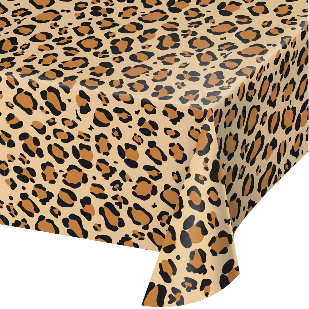 Leopard Print Plastic Table Cover Cheetah Party Safari Baby Shower Bachelorette Party Animal Print Plastic Tablecloth