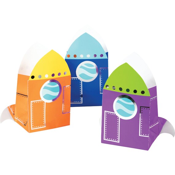 Blast Off Rocket Ship Treat Bags | Outer Space Party Decorations | Astronaut Party | Two The Moon Birthday | Pack of 8 Paper Favor Bags Il_570xn