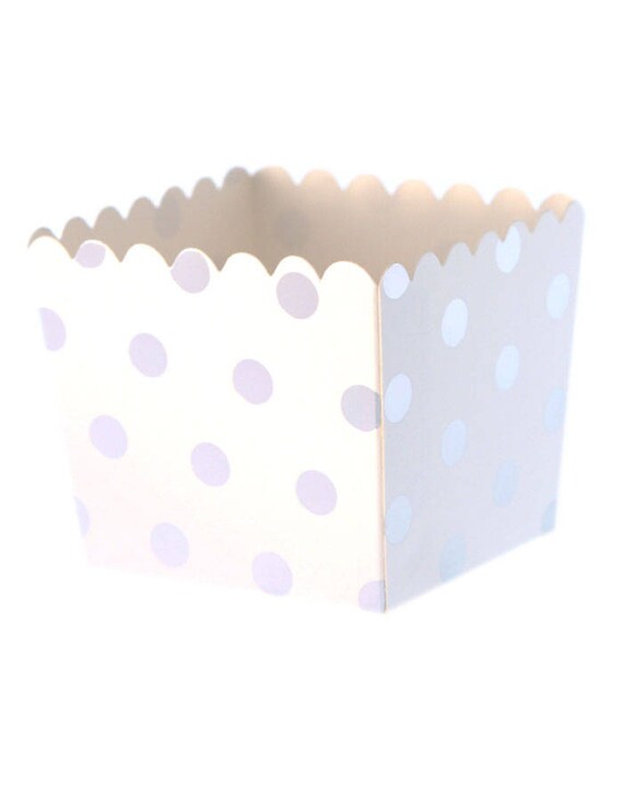 Favor Boxes | White & Silver Foil Dot Scallop Favor Box | Large Silver Dots Treat Box | Premium Semi Gloss Cardboard Box | The Party Darling Il_570xn