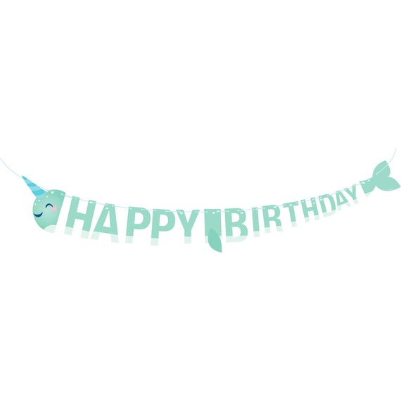 Narwhal Happy Birthday Banner | Narwhal Birthday Party | Under the Sea Decorations | Mermaid First Birthday Garland | Ocean Theme Party Il_570xn