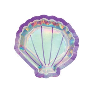 Schimmer Jakobsmuschel Dessert Teller 8pk | Mädchen Geburtstag | Unter dem Meer | Meerjungfrau Dekor | Sommerparty | Kleine Teller