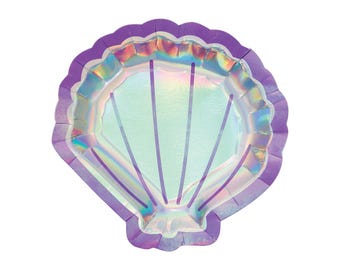 Shimmer Scallop Shell Dessert Plates (8ct) – Mermaid Birthday & Under the Sea Party