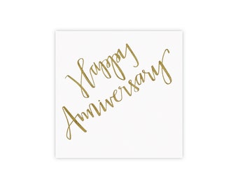 Gold Happy Anniversary Dessert Napkins 20ct | Wedding Anniversary Party Decor | Cheers to Marriage | We Still Do Decor | Anniversary Gifts