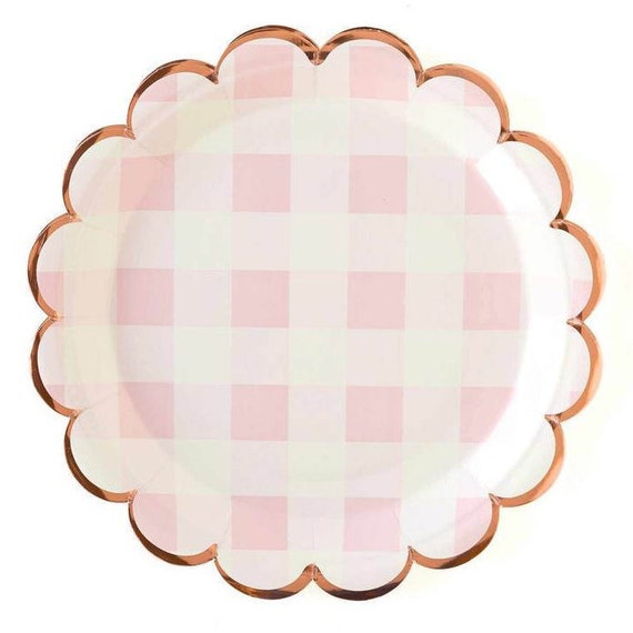 Pink Buffalo Scalloped Lunch Plates 8ct | Valentines Day Decor | Easter Party | Girls Birthday | Fairy Princess | Pack of 8 Paper Plates Il_570xn