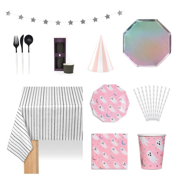 Pink Halloween Ghost Party Kit for 8 Guests | Kids Halloween Party Decor | Spooktacular Birthday Party | Cute Halloween Party in a Box Il_570xn