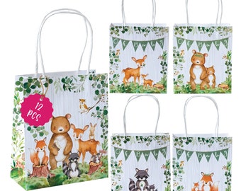 Woodland Animal Baby Shower Favor Bags 12ct | Forest Animals | Baby Shower Gifts | Woodland Animals Gift Bag | Woodland Baby Animal Bags
