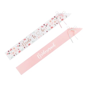 VENDA | Conjunto de faixa floral para noiva e dama de honra rosa 6 ct | Chá de panela floral | Faixa de festa nupcial rosa e ouro rosa | Despedida de solteira
