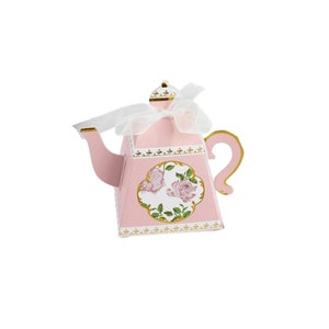 Pink Floral Tea Time Favor Boxes 24ct | Tea for Two Birthday | Bridal Shower Tea Party | Floral Baby Shower | Mother&#39;s Day Brunch | Easter