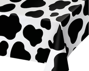 SALE | Cow Print Farm Plastic Table Cover | Farm Baby Shower | Barnyard Birthday | Farm Animals | Farm Birthday | Cow Birthday | Last Ride