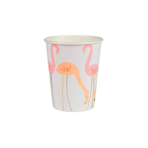 Flamingo Paper Cups 8ct | Tropical Baby Shower | Flamingo Party Decor | Summer Pool Party | Bride & Flock Bridal Shower | Tropical Birthday Il_570xn