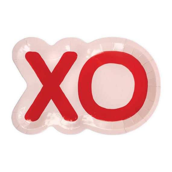 XO Valentine's Day Lunch Plates 8ct | Valentine's Day Decor | Galentine's Day Party | Red Valentine Tableware | Valentine Classroom Party Il_570xn