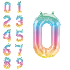 16&quot; Rainbow Ombre Number Balloon 0-9 | Rainbow Birthday Party | Rainbow Party Decor | Mermaid Birthday | Unicorn Birthday Party Balloon