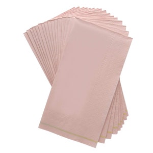 Toalhas de convidados de papel com listras rosa pálido e dourado 16 quilates | Guardanapos de aniversário para meninas | Chá de panela | Guardanapos de chá de bebê rosa | Decoração de festa rosa