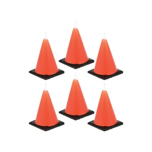 Construction Cone Candles 6ct | Construction Birthday Party | Construction Cake Toppers | Dump Truck Party | Construction Baby Shower