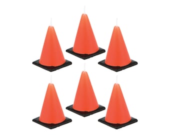 Construction Cone Candles 6ct | Construction Birthday Party | Construction Cake Toppers | Dump Truck Party | Construction Baby Shower