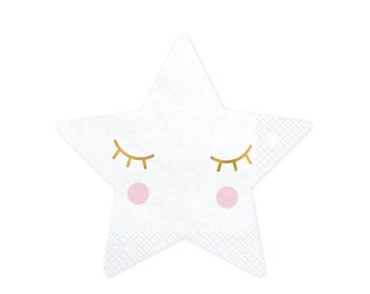 Little Star Dessert Napkins 20ct | Twinkle Twinkle Little Star Baby Shower | Little Star First Birthday | Baby Christening | Happy Cloud