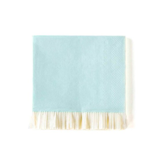 Baby Blue Fringe Cocktail Napkins 24ct | Gender Reveal Party | Blue Baby Shower | It's a Boy | Blue Birthday Party | Small Paper Napkins Il_570xn