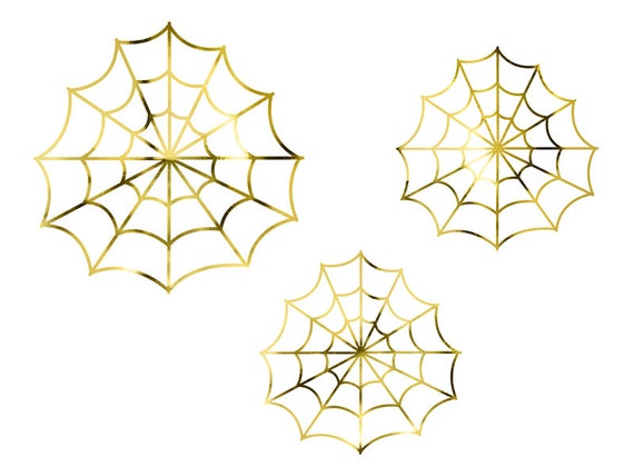 Gold Decorative Spiderwebs 3ct | Kids Halloween Party Decorations | Halloween Birthday | Halloween Tableware Doilies | Hanging Decor Il_570xn