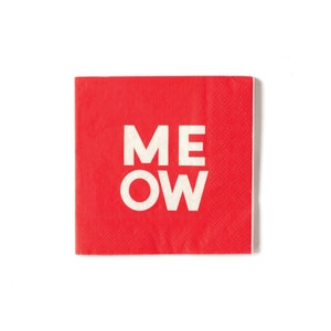 Red Meow Dessert Napkins 25ct | Cats Birthday Party | Purrfect Cat Party | Kitty Cat Baby Shower | Kitten Birthday Party | Cat Party Decor
