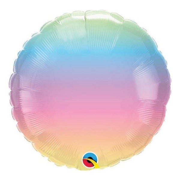 Pastel Rainbow Ombre Round Foil Balloon 18" | Rainbow Birthday Party | Rainbow Party Decor | Rainbow Baby Shower | Unicorn Decorations