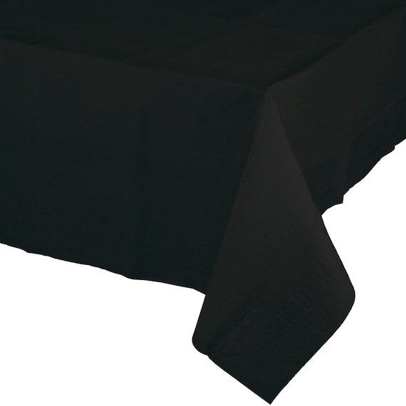 Black Plastic Table Cover | First Birthday | Graduation Party | New Year's Eve | Black Party Decor | Halloween Party | Over The Hill Party Il_570xn