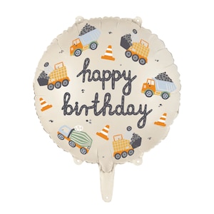 Construction Party Birthday Foil Balloon 14" - Dump Truck, Bulldozer Party Decor