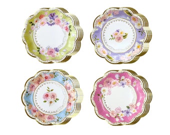 Floral Tea Party Dessert Plates (16ct) – Garden Party Bridal Shower or Birthday