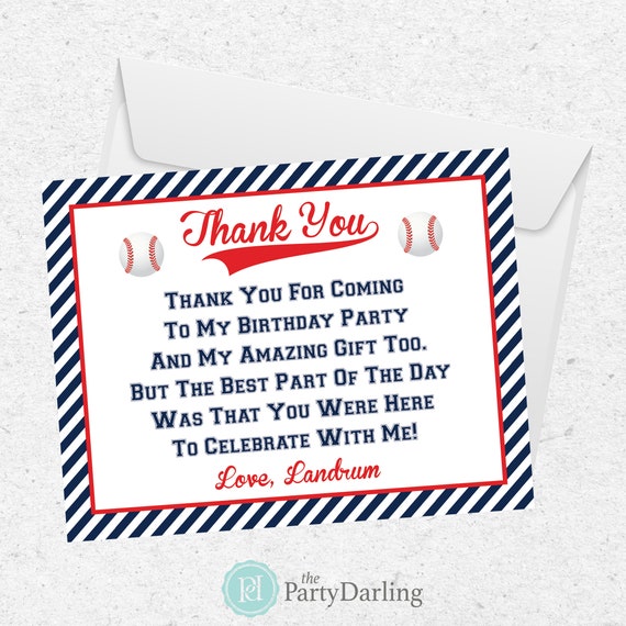 Baseball Party Thank You Card | Baseball Party Decorations | Baseball Party Favors | Rookie | Slugger | Personalized | The Party Darling Il_570xn