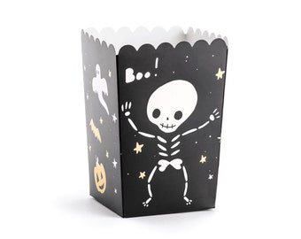 Boîtes à pop-corn noires Halloween BOO 6ct | Décor de fête d'Halloween pour enfants | Fête d'anniversaire d'Halloween | Spooky Cute Halloween Party Favors