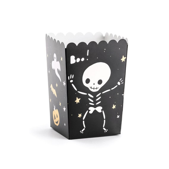 Black Halloween BOO Popcorn Boxes | Kids Halloween Party Decor | Halloween Birthday Party | Halloween Party Favor | Pack of 6 Boxes Il_570xn