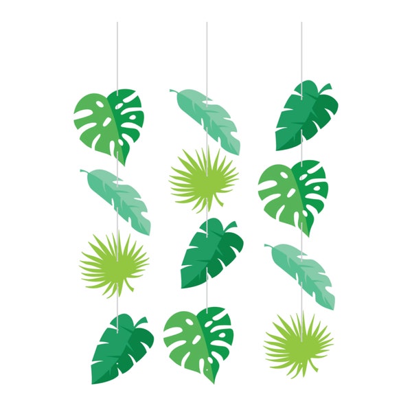 Hanging Palm Leaf Decorations 3ct | Wild One First Birthday | Two Wild Jungle Birthday | Zoo Animals | Party Animals | Safari Baby Shower
