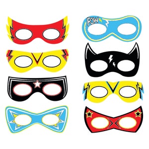 Super Hero Party Masks | Superhero Masks | Superhero Birthday | Superhero Favors | Comic Book Party | Superhero Decor | Pack of 8 Masks
