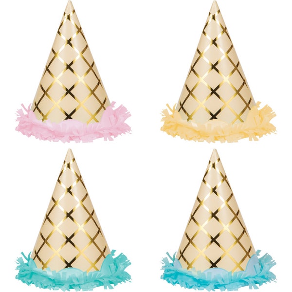 Ice Cream Cone Party Hats 8ct | Ice Cream Birthday Party | Sprinkle Party Decor | Here's The Scoop | Ice Cream Social | Two Sweet Birthday