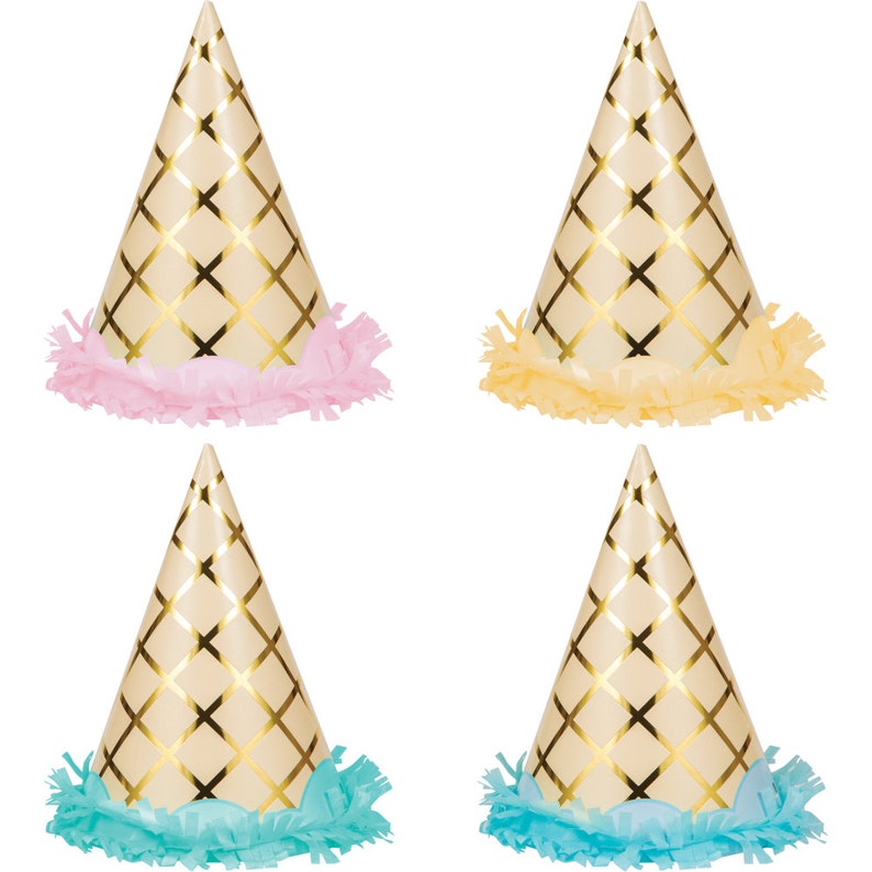 Ice Cream Cone Party Hats 8ct Ice Cream Birthday Party Etsy
