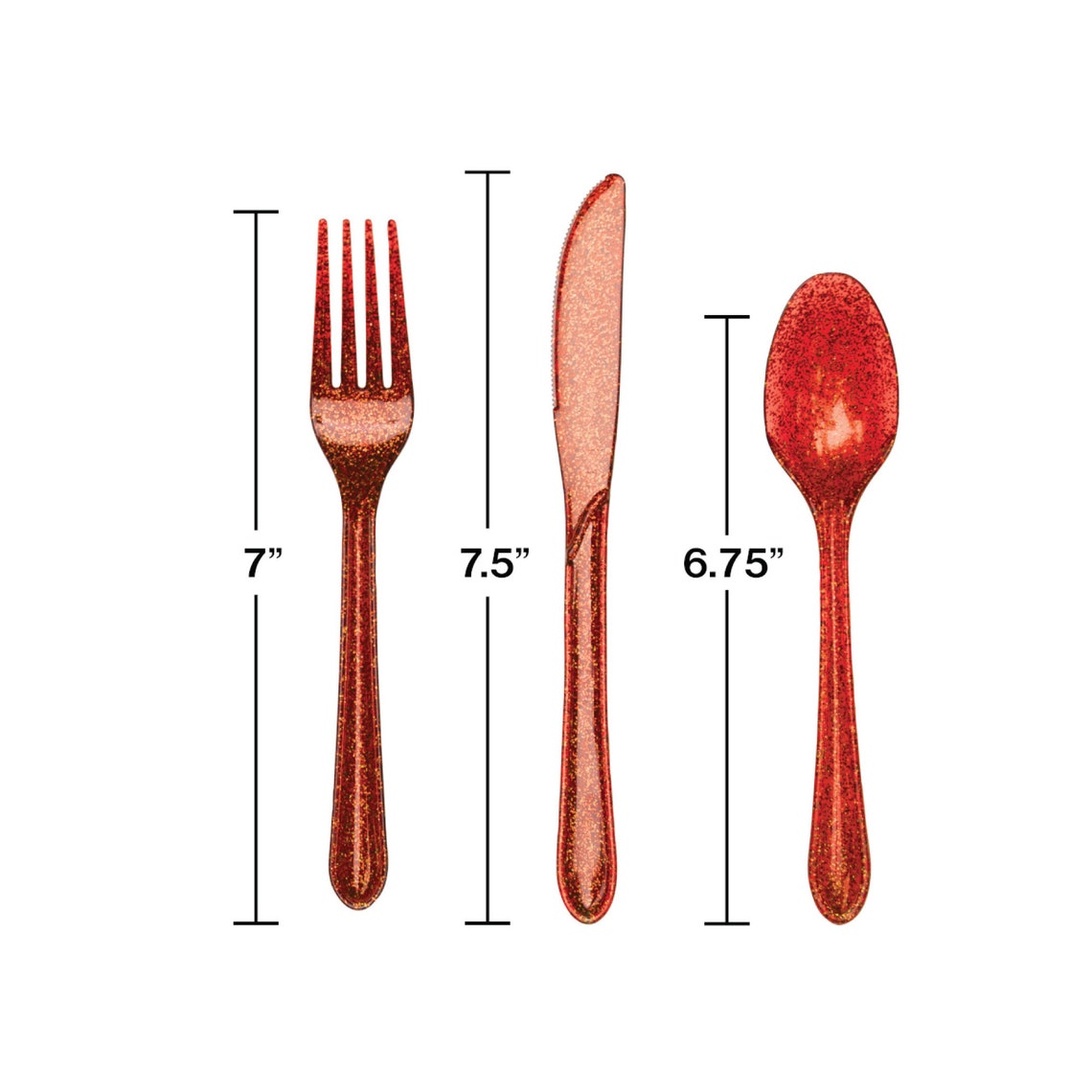 Red Glitter Plastic Cutlery Service for 8 Party Utensils Etsy